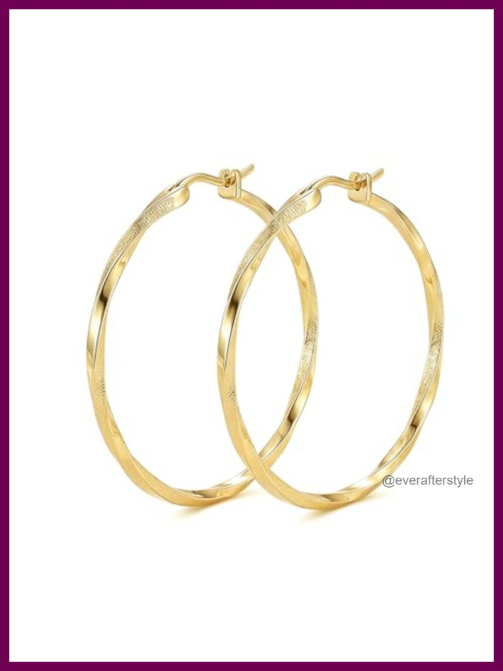 14K Gold Twisted Hoop Earrings for Women Hypoallergenic Secure Hinge Clasp